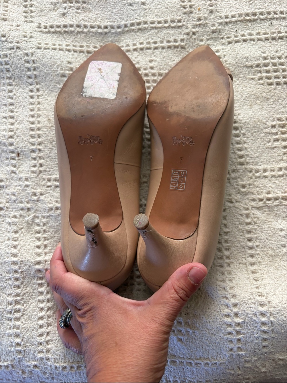 Coach Pointed Toe Heels in Blush Pink with Gold Accent - Picture 2 of 2